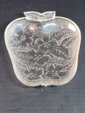 Vintage Clear Apple Blossom Hazel Atlas Dish Dogwood MCM Cottage Core Retro EUC